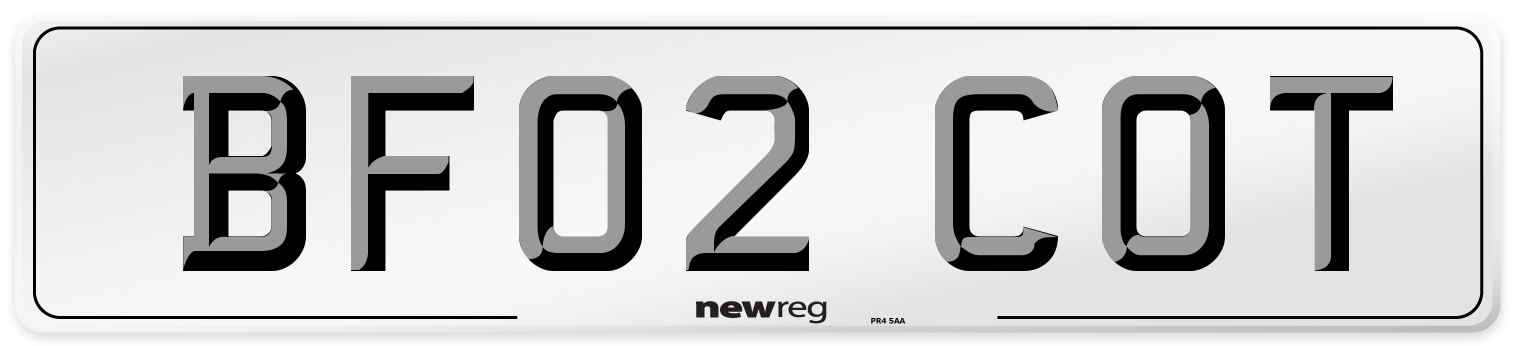 BF02 COT Number Plate from New Reg